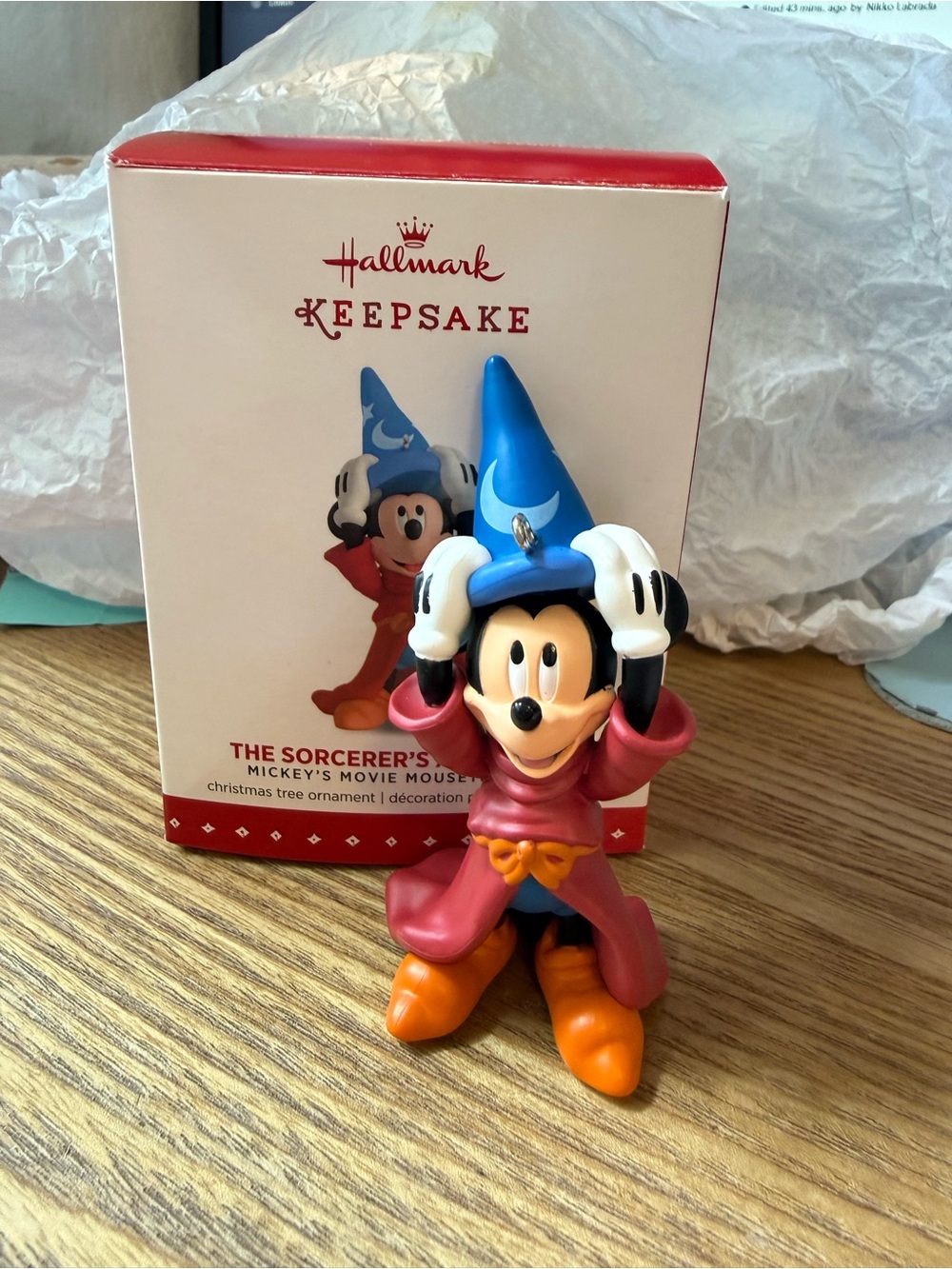 Hallmark Sorcerer Mickey Ornament in Blue Hat and Red Robe